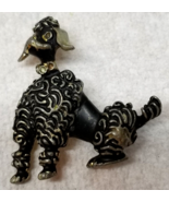 Poodle Pin Groomed Styled Ears Down Tail Up Black Enamel Metal 1960s Imp... - $11.35