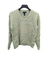 Lauren Ralph Lauren Sage Green Regular Fit Pullover V-Neck Cable Knit Sw... - $129.99