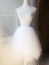 White Tulle Midi Skirt Outfit Women Plus Size Midi Tutu Skirt for Wedding image 2