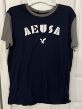 American Eagle Mens T-Shirt Size Large Blue &amp; Grey W White Graphic Desig... - $14.01