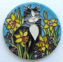 CAT- Novelty Item Handmade Glass Art Wall Plaque - £15.72 GBP