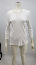 Karen Scott Long Sleeve Embellished Blouse , Size Medium - £10.20 GBP