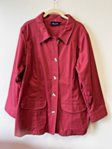 D &amp; Co RED Jacket Womens 1X -2x Excellent Shape Pockets Cotton Blend RainCoat - £22.19 GBP