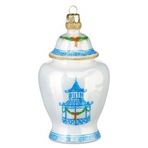 5&quot; Patty Rybolt Blue Wht Pagoda Garland Ginger Jar Chinoiseries Christma... - £23.44 GBP