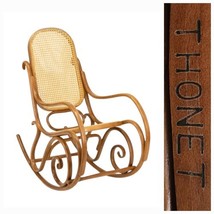 Vintage MCM Thonet Bentwood Rocking Cane Rattan Chair Rare  - $252.45