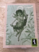 Inkadinkado Cherub Holly berries And ivy Rubber Stamp Christmas - £14.45 GBP