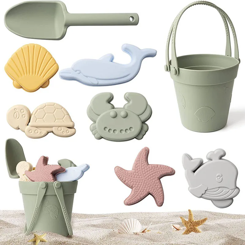 Silicone Summer Beach Toys for Kids Toddlers Sand PlayToys with Bucket - £26.15 GBP+