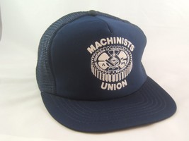 Vintage Machinists Union Hat Dark Blue Snapback Trucker Cap Made USA - £18.05 GBP
