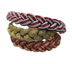 Rastaclat Shoelace Bracelet Lot Of 3 Red White Blue Gold - £23.68 GBP