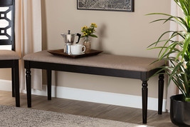 Jensen Sand Fabric Upholstered and Dark Brown Dining Bench  - $2,746.24 MXN