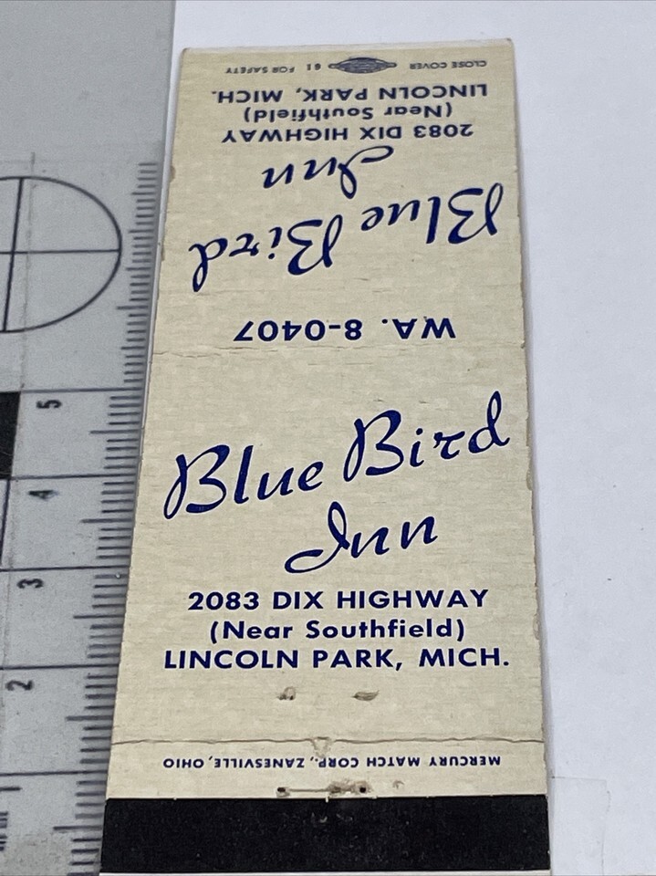 Front Strike Matchbook Cover  Blue Bird Inn  Lincoln Park, Mich  gmg  Un... - $12.38
