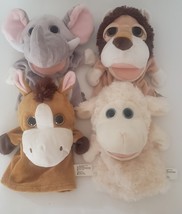 KellyToy Animal Hand Puppet Lot Lamb Elephant Lion And Cow/Horse w Plush Heads - £14.26 GBP