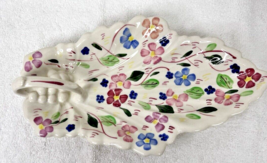 Blue Ridge Pottery Hand Painted Floral Leaf Tray 11” w Grape Cluster Han... - $18.32