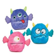 Rock Monster Dog Toys Soft Ball Shape Plush Squeaker Silly Face 7&quot; Choos... - $11.89