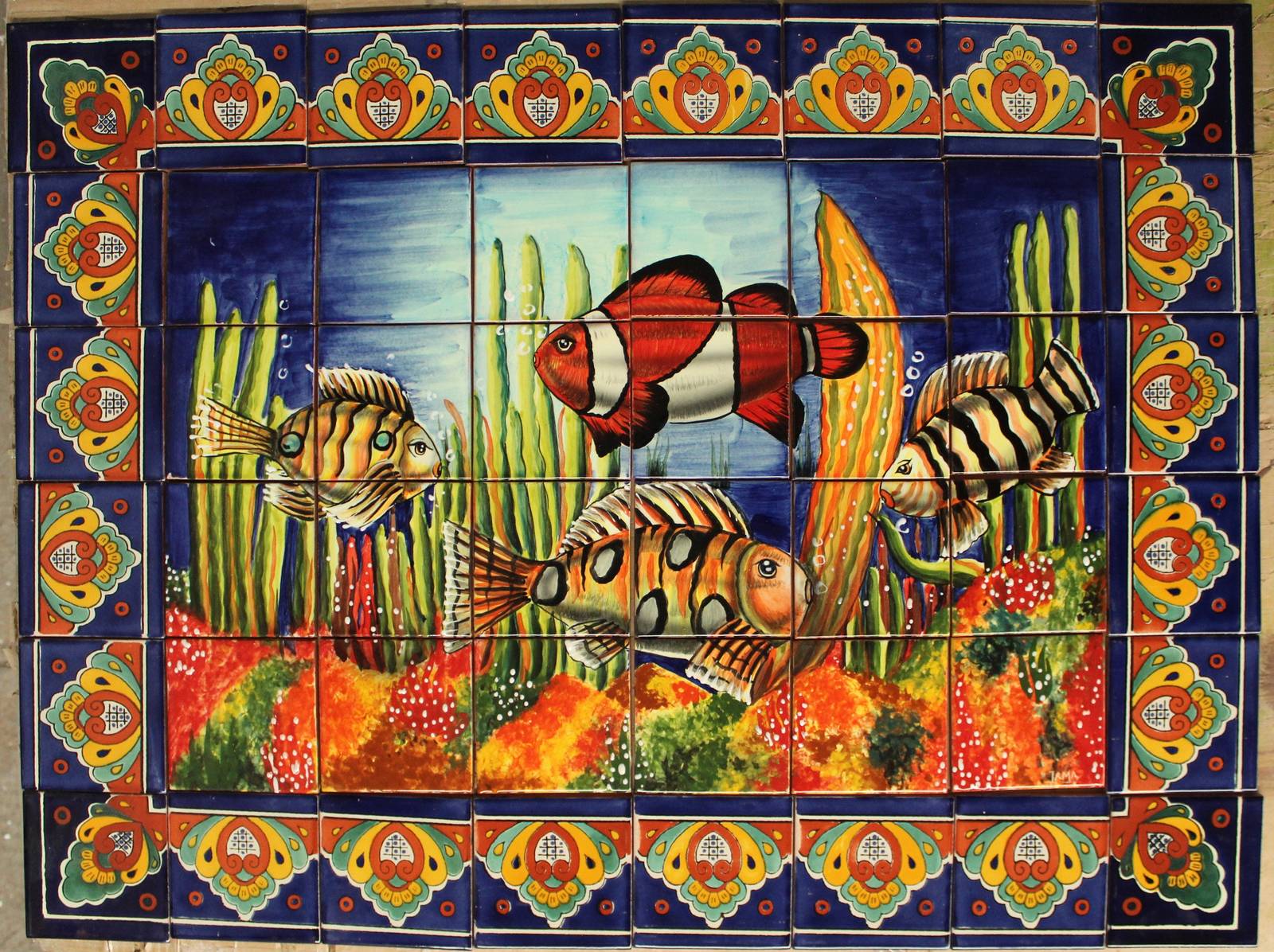 Mexican Talavera Mural HQ - Oceano3 - - $299.00