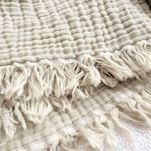 100% Organic Muslin Cotton Oversized Throw Blanket for Adult, Couch, 4-Layer - £36.62 GBP