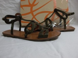 Via Spiga Sz 8.5 M Donnie Dark Olive Leather Gladiator Sandals New Womens Shoes - £70.21 GBP