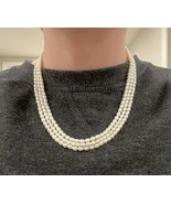Vintage Beautiful Sterling Silver Clasp Seed Pearl Necklace 3 Strands - $98.99