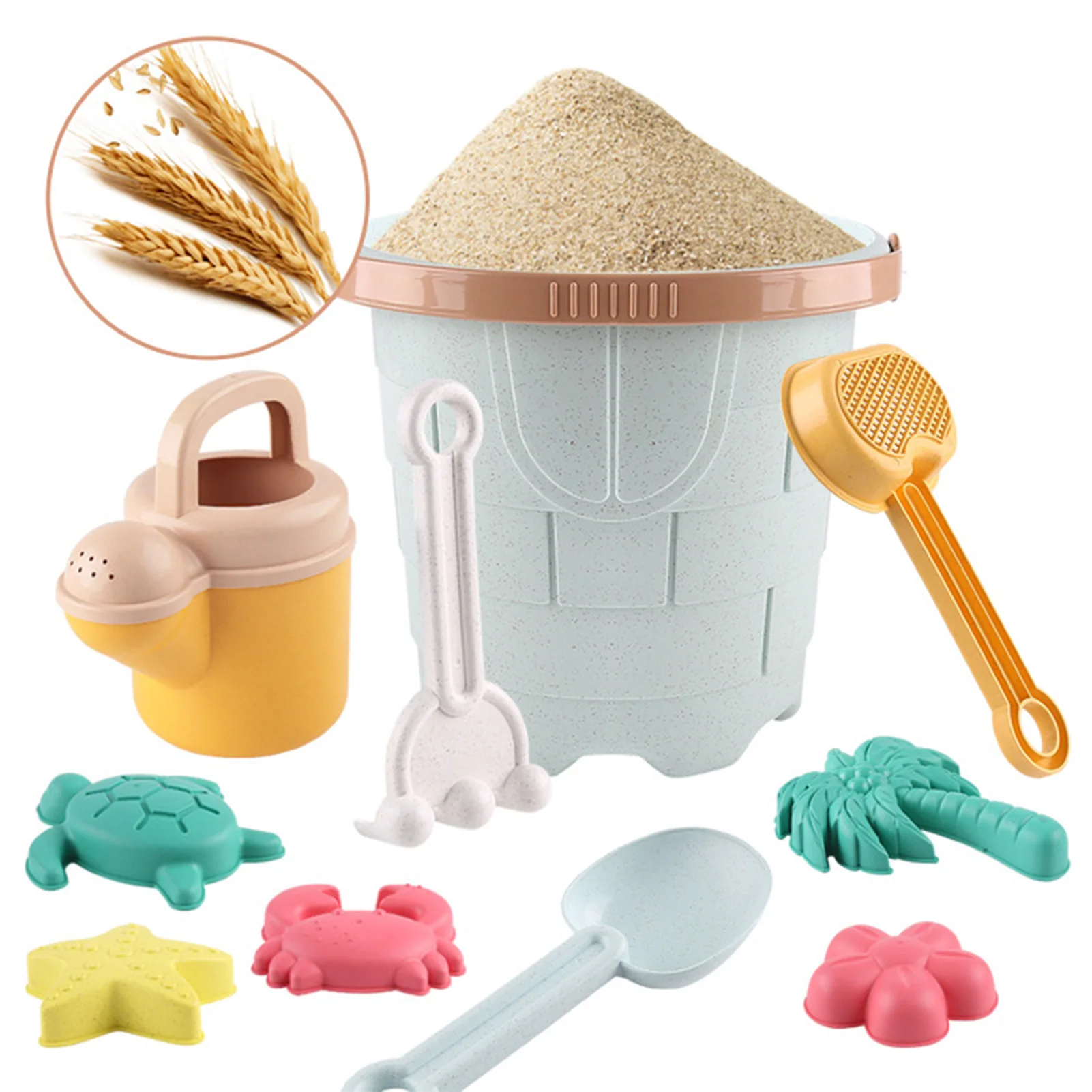 12 Pieces Beach Toys Sand Toys Set with Sifter Shovel Rake Watering Can Molds No - £30.37 GBP