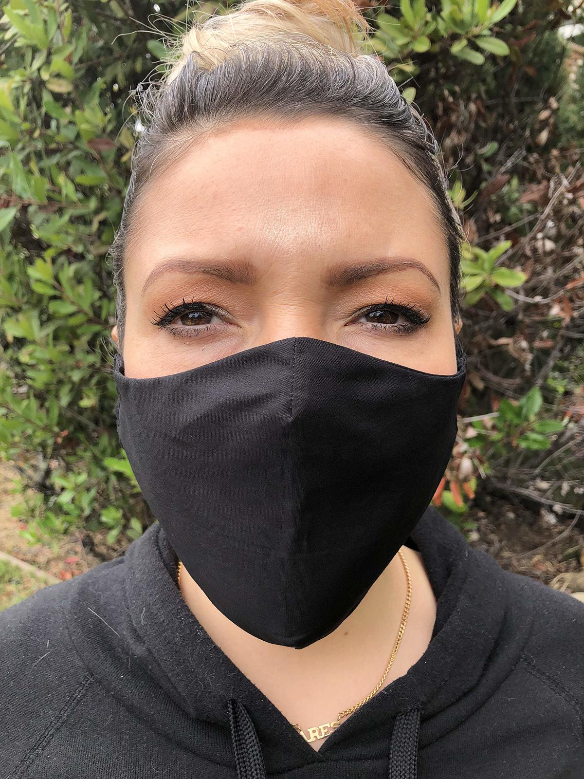 Primary image for 100% Black Face Mask Triple Layered Filter Fabric Made in Italy Washable Reusabl