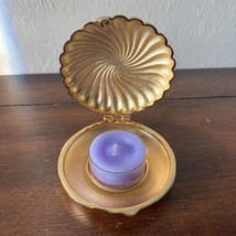 PARTYLITE Travel Gold Tone Clam Shell Tea Light Votive Candle Holder - $9.89