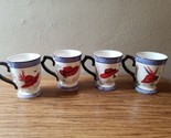 Set Of 4 Red Hat Society Pedestal Coffee/Tea Mugs Vintage Cantabury Pott... - £10.41 GBP