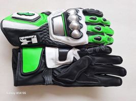 Kawasaki Leather Motorcycle Racing Gloves | MotoGP Biker Gear - $125.00