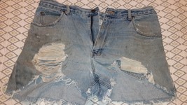 Vintage Distressed &quot;Open Trails&quot; Cutoff Jeans Shorts  36 waist  1996-2006 - £15.97 GBP