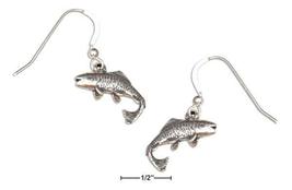 Sterling Silver Antiqued Salmon Fish Earrings on French Wires - £59.95 GBP+