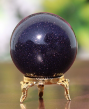 170g! -50mm-Blue Sandstone BALL Rock Quartz Crystal Sphere Ball Healing+stand - £78.34 GBP