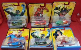 6 Hot Wheels DC Comics Cars Superman Robin Flash Wonder Woman Green Lant... - $19.87