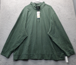 IZOD Saltwater Sweatshirt Mens Size 3XL Green Relaxed Classic Mock Neck 1/4 Zip - £25.04 GBP