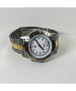 Vintage Timex Indiglo Pull Alarm Men&#39;s Date Stainless Steel Watch Two-Tone - $46.55