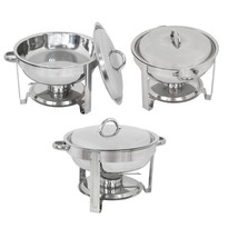 New Chafer 3 Pack Round Chafing Dish Sets 5 Qt Dinner Serving Stainless Steel - £135.88 GBP