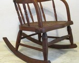 Antique Oak Curved Back Hand Woven Cane Seat Children&#39;s Rocking Chair - $226.71