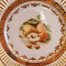 Reticulated Pierced Porcelain Dessert Plate Cut Pear Gilt Trim Germany FREE SHIP - £14.85 GBP