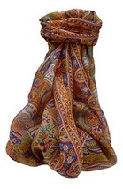 Mulberry Silk Traditional Long Scarf Kalyan Tangerine by Pashmina &amp; Silk - £18.47 GBP