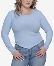 Just Polly Juniors Trendy Plus Size V-Hem Ribbed Top Size:2X Color:Powder Blue - £21.93 GBP