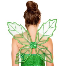Green Leaf Fairy Wings Pixie Tinkerbell Fern Forest Nymph Costume Glitte... - £19.37 GBP