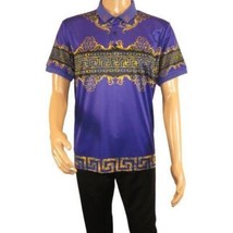 Men's Sports Polo Shirt Barocco Fashion Printed Short Sleeves Soft BSP612 Indigo image 2
