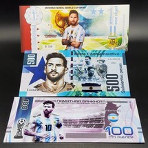 Lionel Messi lot of 3 Soccer Banknotes, Argentina, Futbol, World Cup - £20.52 GBP