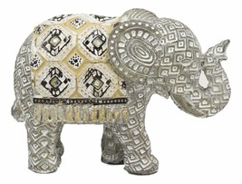 Silver and Gold Patterned Baby Calf Elephant with Trunk Up Statue 5.5&quot;L - $19.99