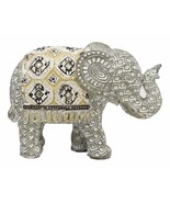 Silver and Gold Patterned Baby Calf Elephant with Trunk Up Statue 5.5&quot;L - $27.68 CAD