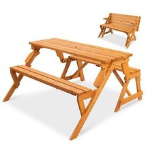 Picnic Table/Garden Bench 2-in-1 Outdoor Interchangeable Wooden - £181.74 GBP