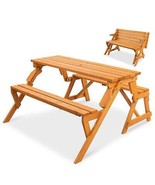 Picnic Table/Garden Bench 2-in-1 Outdoor Interchangeable Wooden - £178.36 GBP