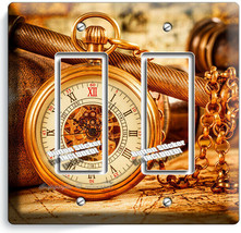 Old Captains Exposed Gears Pocket Watch 2 Gfci Light Switch Wall Plate Art Decor - £9.65 GBP