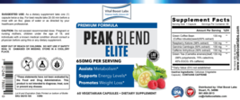 Peak Blend Elite 650mg - 60 Vegetarian  Capsules - Vital Boost Labs  - $32.88