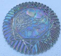 Vintage Indiana Glass Blue Carnival Iridescent Color Grape &amp; Fruit Table... - £34.61 GBP