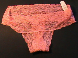 Thong Victoria&#39;s Secret low-rise women&#39;s-S panties pink lace floral ling... - $15.00