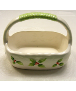 Vintage Christmas Decoration Porcelain Basket Mistletoe Design Japan 3-b - $553.18 MXN